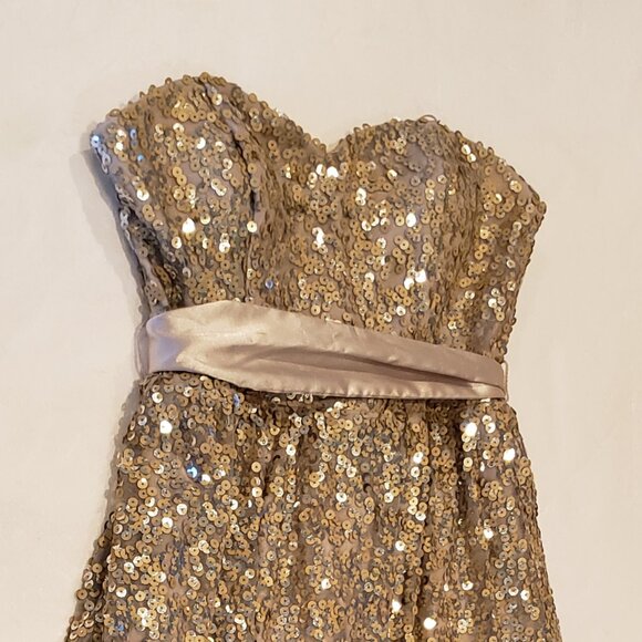 City Triangles Gold Sequin Fit and Flare Holiday Party Evening Dress - Picture 2 of 10
